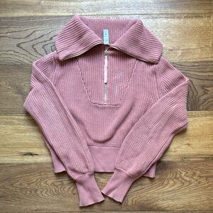 Varley Mentone Rose pink half zip sweater